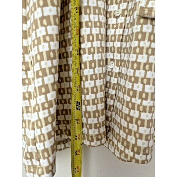 J McLaughlin Brynn Brown Geometric Button Down Shirt Dress Womens Size XL - Picture 6 of 10